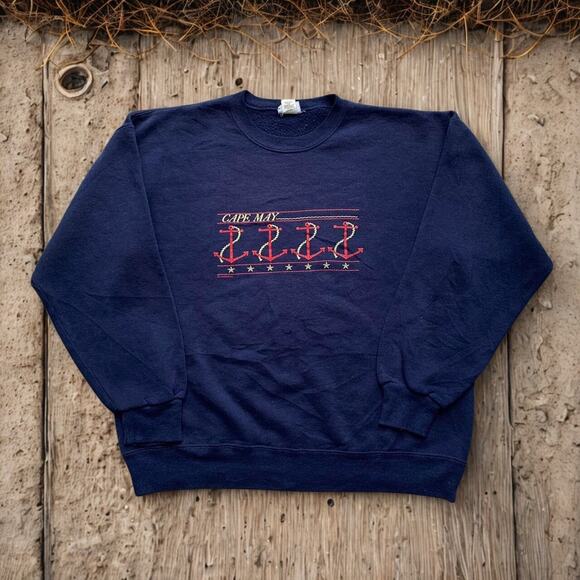 Cape Cod Crewneck Hanes XL USA Made Harborside Graphics Navy Vintage 1987 - Picture 1 of 8
